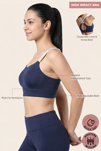 Zelocity High Impact Quick Dry Sports Bra - Black Iris — thumbnail 6